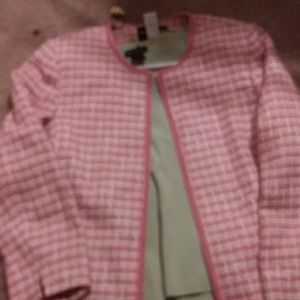 Sag harbor pink blazer with mint green tank.